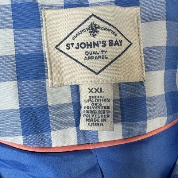 St Johns Bay Jacket Womens xxl 2xl Blue Gingham Checkered work suit jacket - Picture 7 of 12